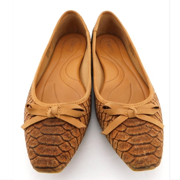 BORN Natural Snake Embossed Cork Ballet Flats 8 - Picture 2 of 6